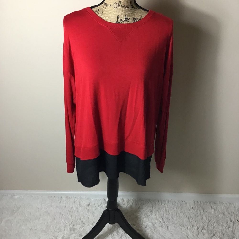 Calvin Klein Red Split Back Blouse